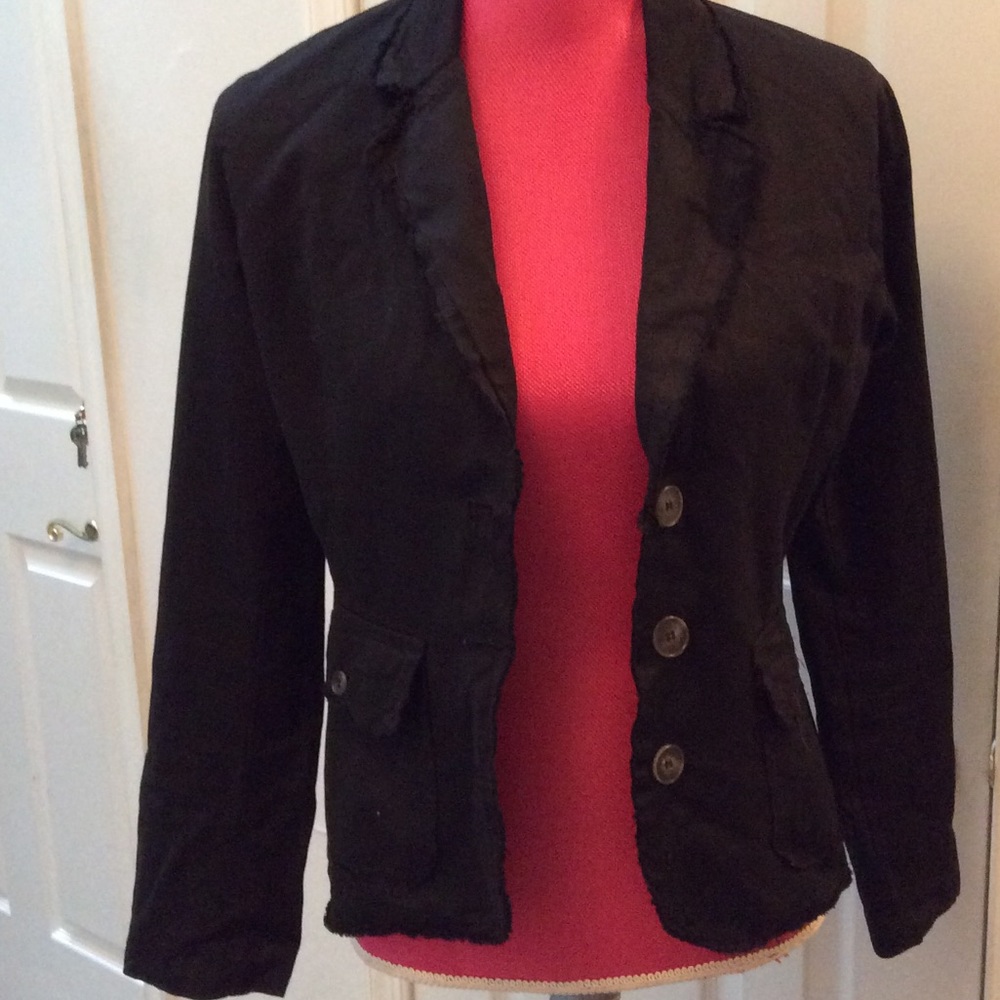 Allen Allen frayed edge black jacket